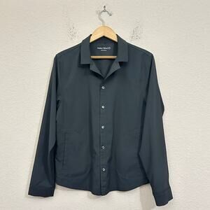 OUTDOOR VOICES Shirt Jacket Black Button Front Minimalist Shacket